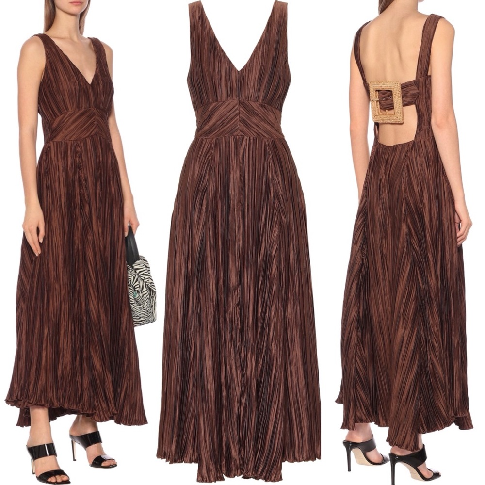 Cult Gaia - XS pleated buckle back dress. Angela rushed satin maxi. - Picture 2 of 10